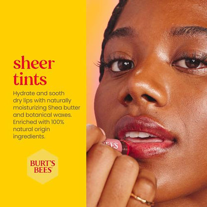 Burts Bees Lip Tint Balm, Long Lasting 2 In 1 Duo Tinted Balm Formula, Color Infused With Hydrating Shea Butter For A Natural Looking Buildable Finish, Rose, 1 Tube